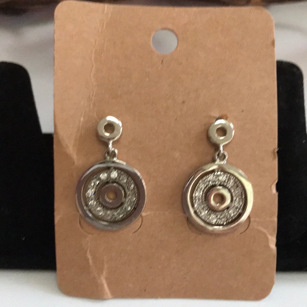 Sterling Silver Round Jeweled Earrings